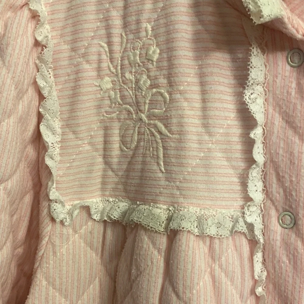 Miss Elaine Pink and White Quilted Nightgown